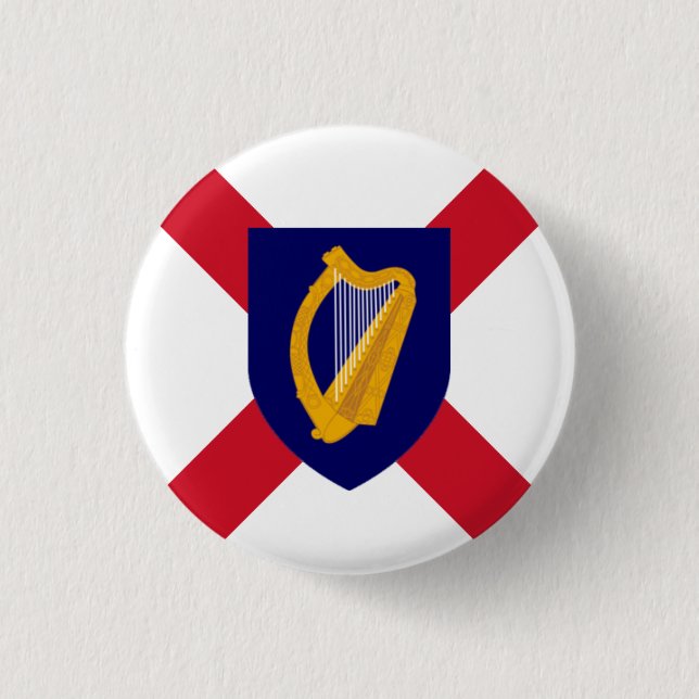 Rond 2,50 Cm Badge Irlande - Cross & Harp Shield (Devant)