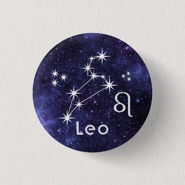 Rond 2,50 Cm Badge Leo, Badge Zodiac Horoscope (Devant)