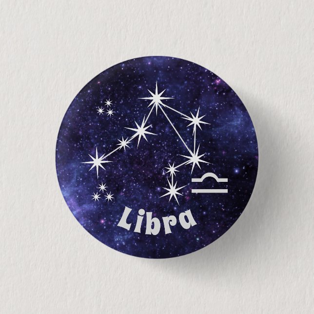 Rond 2,50 Cm Badge Libra, Badge Horoscope Zodiac (Devant)