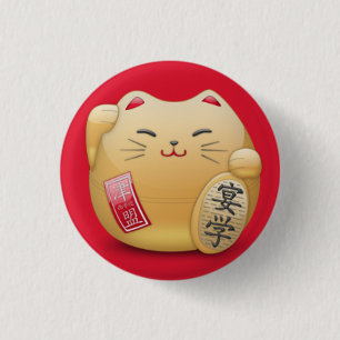 Rond 2,50 Cm badge maneki-neko Chat japonais