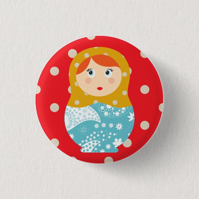 Rond 2,50 Cm badge matriochka rouge (Devant)