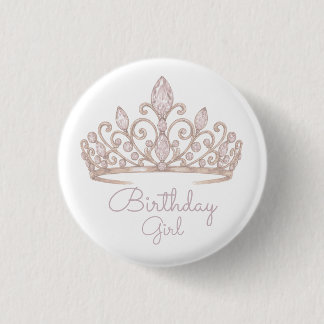 Rond 2,50 Cm Badge Rose Pâle Princesse Anniversaire Personnalis