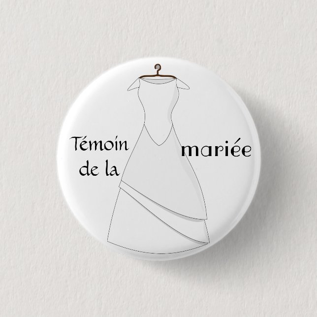 Rond 2,50 Cm Badge témoin de la mariée (Devant)