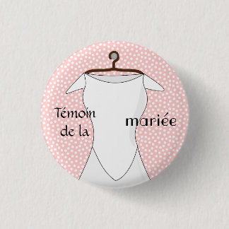Rond 2,50 Cm Badge témoin de la mariée rose à pois bustier