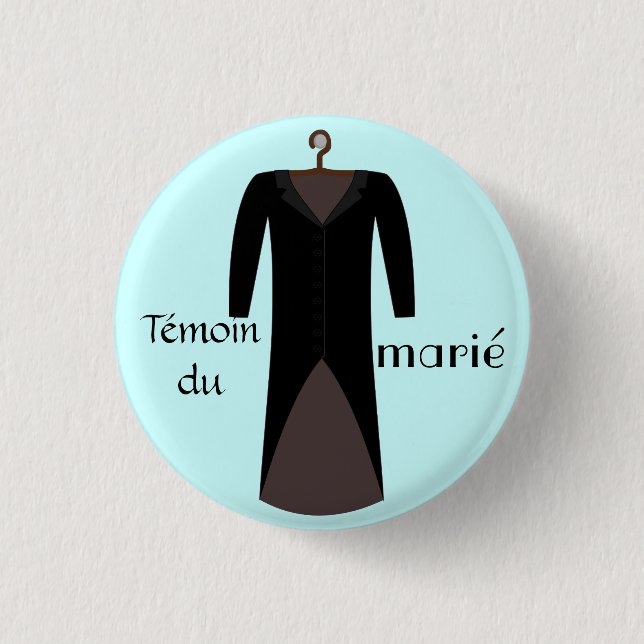 Rond 2,50 Cm Badge témoin du marié bleu (Devant)