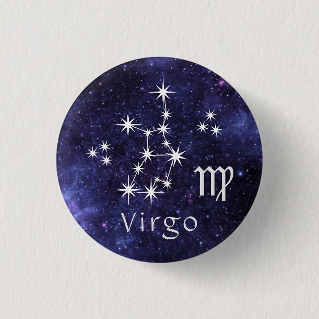 Rond 2,50 Cm Badge Virgo, Badge Zodiac Horoscope (Devant)