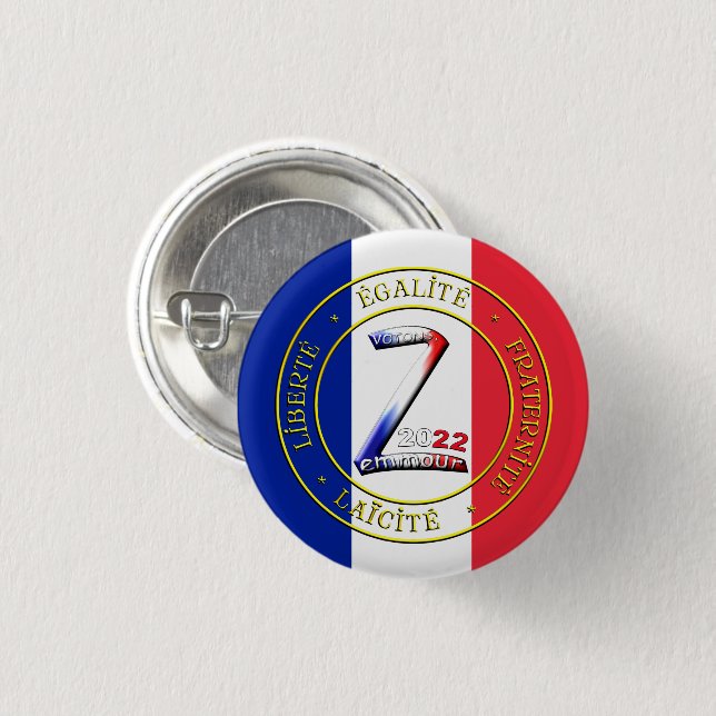 Rond 2,50 Cm badge votez zemmour (Devant & derrière)