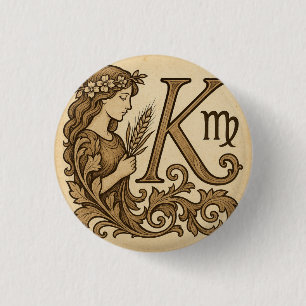 Rond 2,50 Cm Badge Zodiaque Vierge (K)