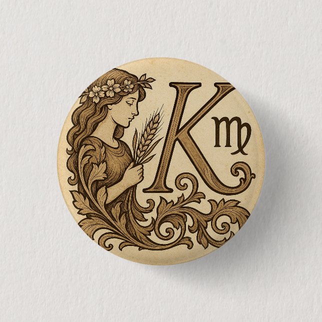 Rond 2,50 Cm Badge Zodiaque Vierge (K) (Devant)