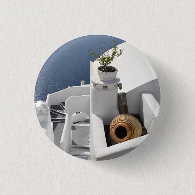 Rond 2,50 Cm Bouton d'architecture Santorin / Badge (Devant)