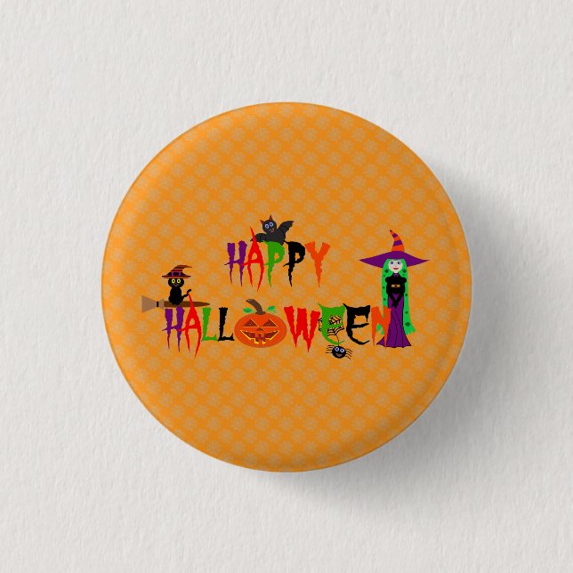 Rond 2,50 Cm Bouton Halloween Joyeux Badge (Devant)