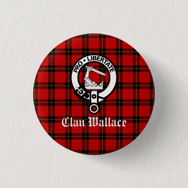 Rond 2,50 Cm Clan Wallace Crest Badge et Tartan (Devant)