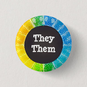 Rond 2,50 Cm Eux / Eux Personnalisable Badge Pronoun
