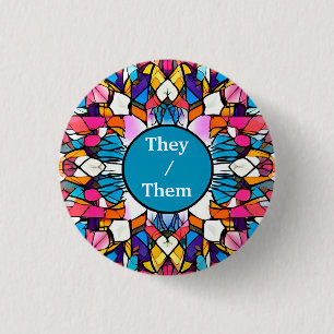Rond 2,50 Cm Eux / Eux Personnalisable Badge Pronoun