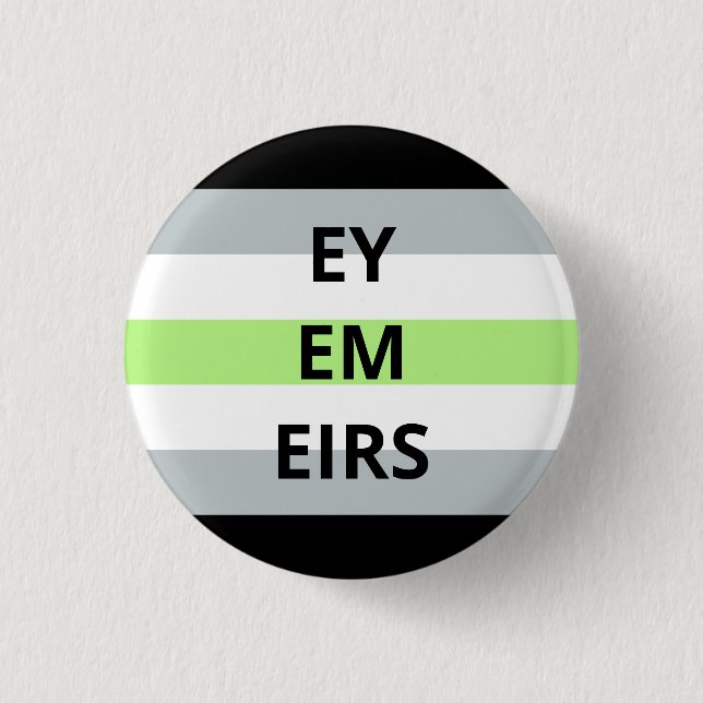 Rond 2,50 Cm Ey/Em/Eirs Pronounounounounounounges Agender Badge (Devant)