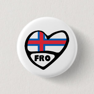 Rond 2,50 Cm Faroe Islands Country Code Flag Heart Pin Badge