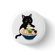 Fête du Ramen Meow-Tastic : Beau Badge de chat