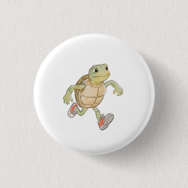 Rond 2,50 Cm Funny Running Turtle Cartoon Button Badge Pin (Devant)