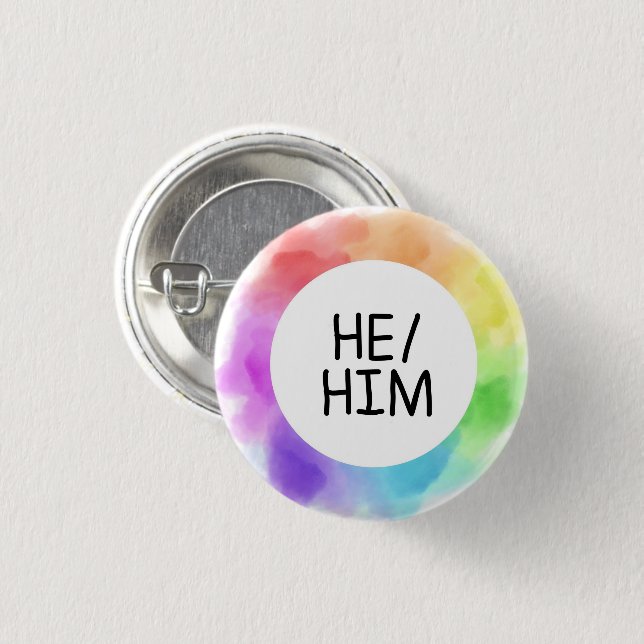 Rond 2,50 Cm he / him pronoun button badge pin handwritten (Devant & derrière)