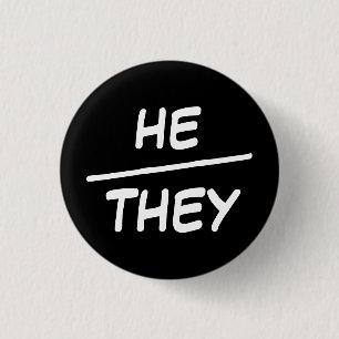Rond 2,50 Cm He/They Pronouns Black & White Badge
