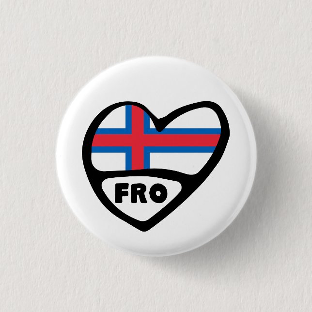 Rond 2,50 Cm Îles Féroé Code de pays Drapeau Cardiaque Badge (Devant)