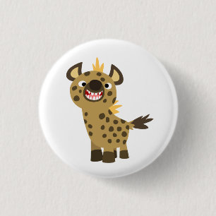 Rond 2,50 Cm Joli dessin souriant Hyena Badge Bouton