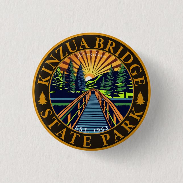 Rond 2,50 Cm Kinzua Bridge State Park Pennsylvania Retro Badge (Devant)