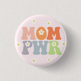 Rond 2,50 Cm Mignonne maman Vintage Powe PWR Badge