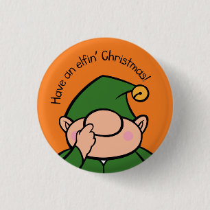 Rond 2,50 Cm Naughty Elves Picker Badge de Noël