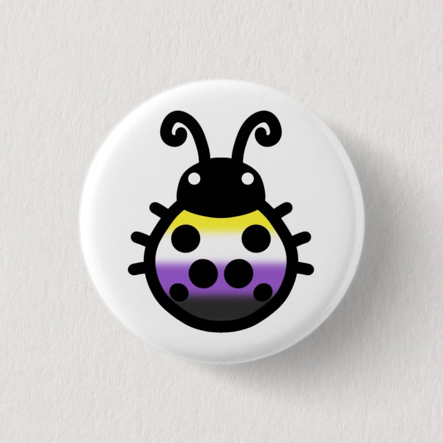 Rond 2,50 Cm Nonbinary Pride Ladybug Pin Badge (Devant)