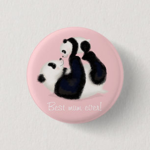 Rond 2,50 Cm Panda et petit "Meilleure maman jamais" badge