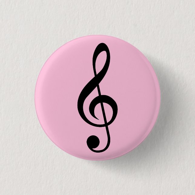 Rond 2,50 Cm Pink Music Clef badge (Devant)