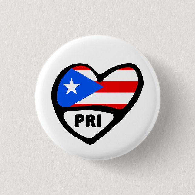Rond 2,50 Cm Porto Rico Country Code Indicateur Coeur Pin Badge (Devant)