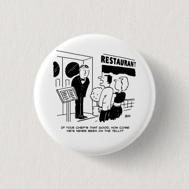Rond 2,50 Cm Restaurant Chef Pas à la télé Drôle Bouton Badge (Devant)