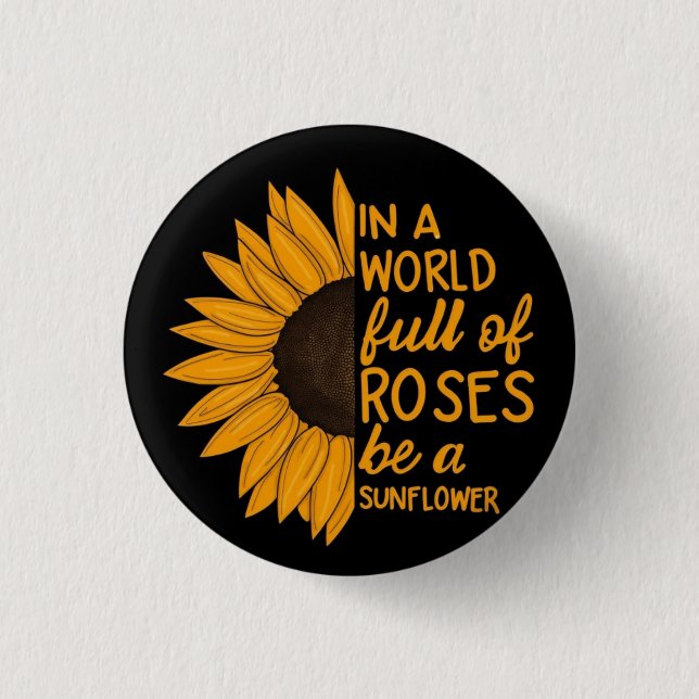 Rond 2,50 Cm Sunflower pin│Inspirational Gift│Positive Badge (Devant)