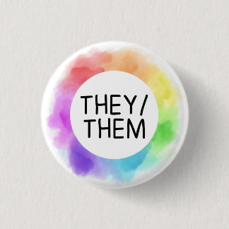 Rond 2,50 Cm they / them pronoun button badge pin handwritten