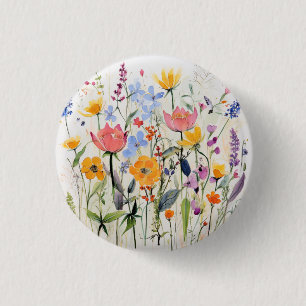 Rond 2,50 Cm Un badge floral fantaisiste, bouton, épingle