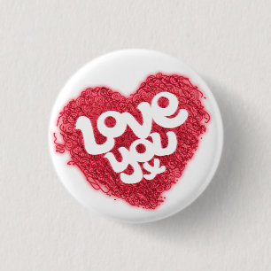 Rond 2,50 Cm Vous aimez x rouge sur le badge du coeur blanc