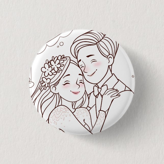 Rond 2,50 Cm Wedding cute badge (Devant)