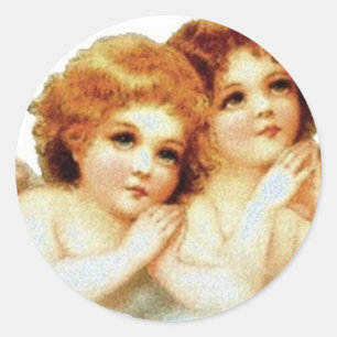 Rond 2 Petits Anges Priant - Sticker