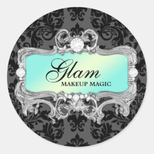 Rond 311 Aqua Glam Crazy Sticker noir Damask