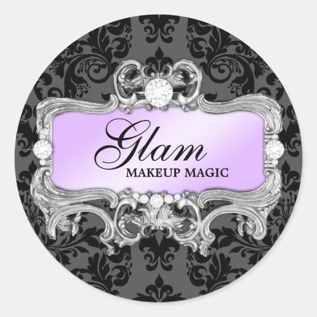 Rond 311 Lilac Glam Crazy Sticker noir Damask (Devant)
