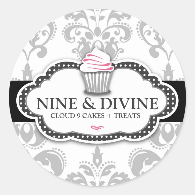 Rond 311 Sticker Cupcake blanc gris divin (Devant)