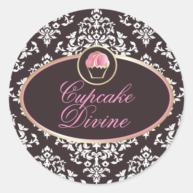 Rond 311 Sticker Cupcake Divine Solid Damask (Devant)