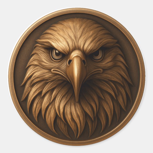 Rond 3D Royal Eagle Head Medallion Style Sticker (Devant)