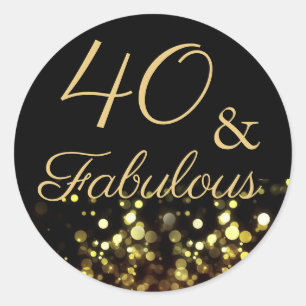 Rond 40 et fabuleux Sticker d'anniversaire noir et or
