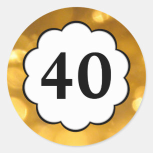 Rond 40 - Sticker en chiffres d'or