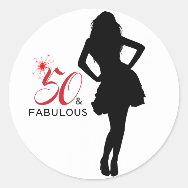 Rond 50 & FABULOUS Sticker cadeau 50e anniversaire (Devant)