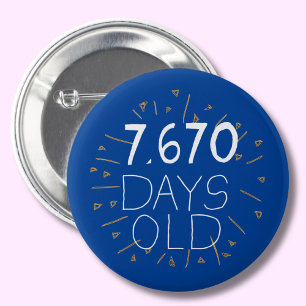 Rond 5 Cm 21e anniversaire badge âge en jours