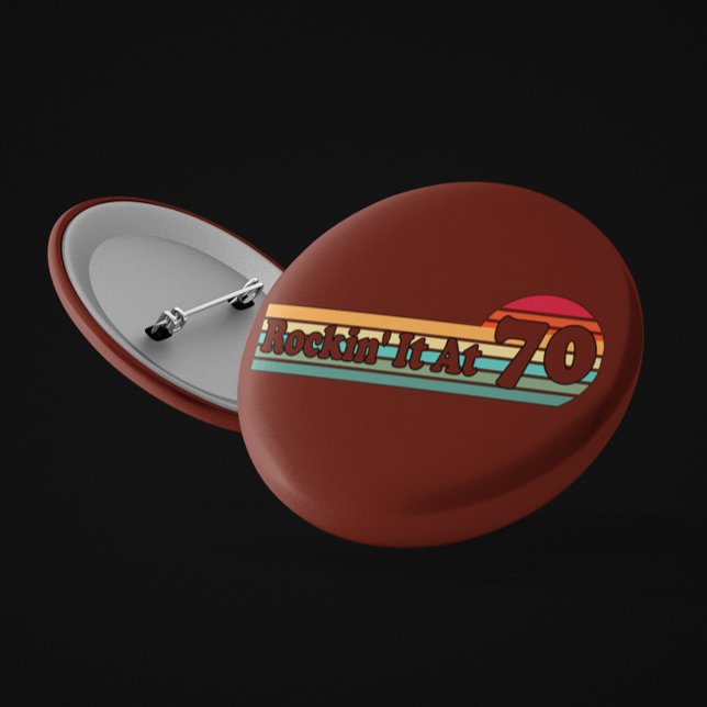 Rond 5 Cm 70 et Fière Retro Sunset Badge of Life (Créateur téléchargé)